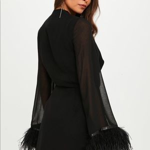 Chiffon Feather Sleeve Dress